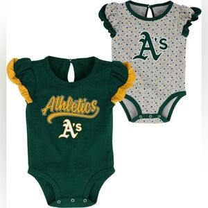 Infant Green/Heathered Gray Oakland Athletics Scream & Shout 2-Pack Bodysuit Set